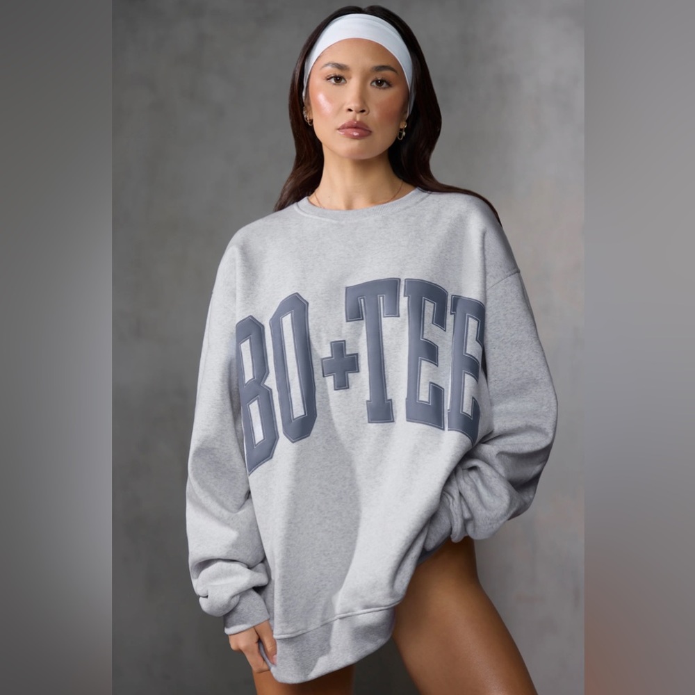 Bo+Tee Oversized Sweatshirt In Grey Marl